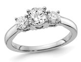 1.50 Carat (ctw Color SI1-SI2, G-H-I) Lab Grown Diamond Three Stone Ring in 14K White Gold
